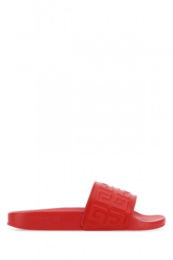 Givenchy Czerwone skórzane klapki 4G