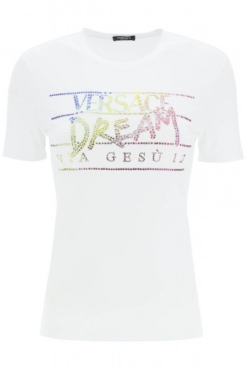 Versace Koszulka z logo rhinestone