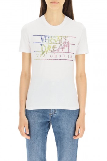 Versace Koszulka z logo rhinestone