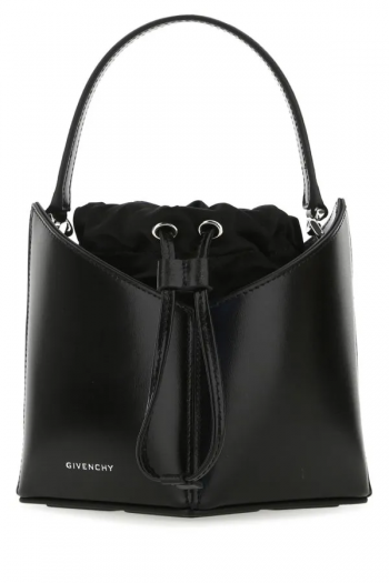 Givenchy Czarna skórzana torba kubełkowa mini Cut Out