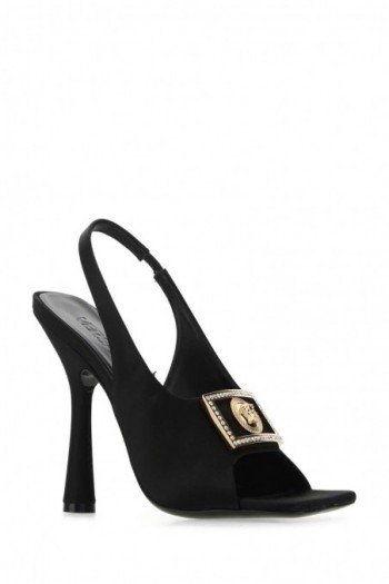 Versace Czarne sandały z plakietką logo