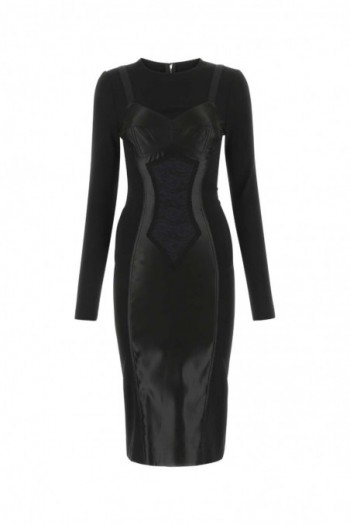 Dolce & Gabbana Czarna rozciągliwa sukienka z mieszanki wiskozy