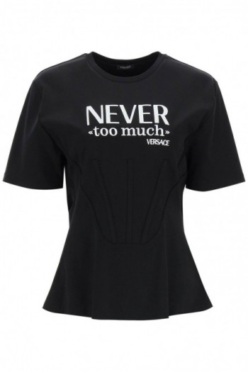 Versace T-shirt z efektem gorsetu z haftowanym hasłem