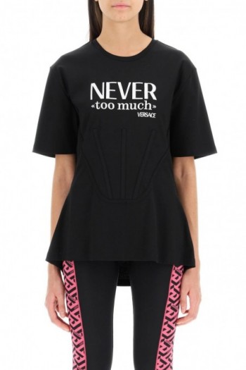 Versace T-shirt z efektem gorsetu z haftowanym hasłem