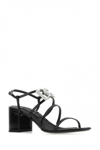 Dolce & Gabbana Czarne skórzane sandały