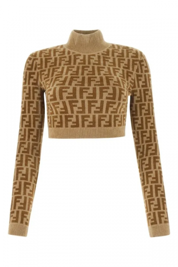 Fendi Krótki sweter z logo FF