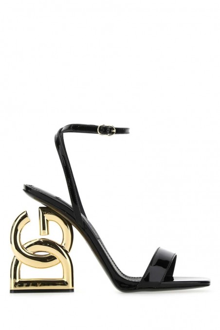 Dolce & Gabbana Czarne skórzane sandały