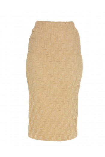 Fendi Złota spódnica z logo FF