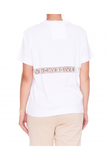 Givenchy Koszulka z logo taśmą z koronki
