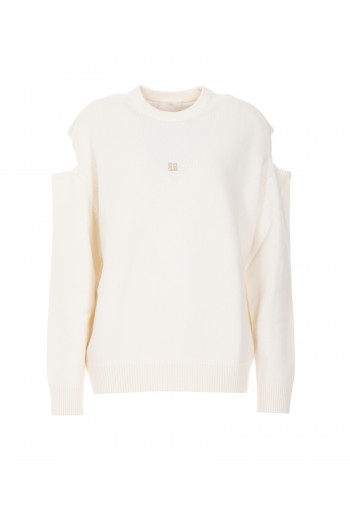 Givenchy Biały sweter z logo na plecach