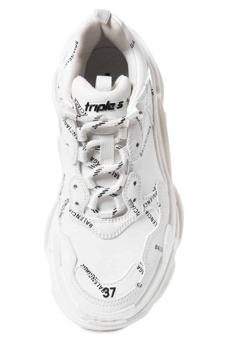 BALENCIAGA Białe sneakersy "TRIPLE S" z diagonalnym logo