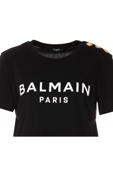 Balmain Czarna koszulka z logo 'BALMAIN PARIS'