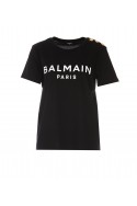 2Balmain Czarna koszulka z logo 'BALMAIN PARIS'