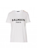 2Balmain Biała koszulka z logo 'BALMAIN PARIS'