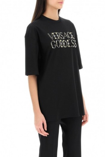 Versace Versace Goddes czarna koszulka z ćwiekami