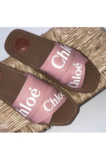 Chloe-sandały-logo-materiałowe-różowe-C19U188086H6-