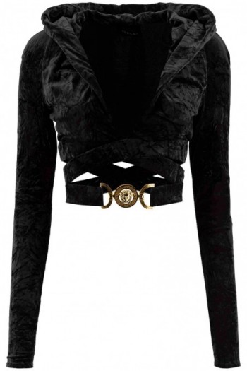 Versace Czarna bluzka z metalowym logo