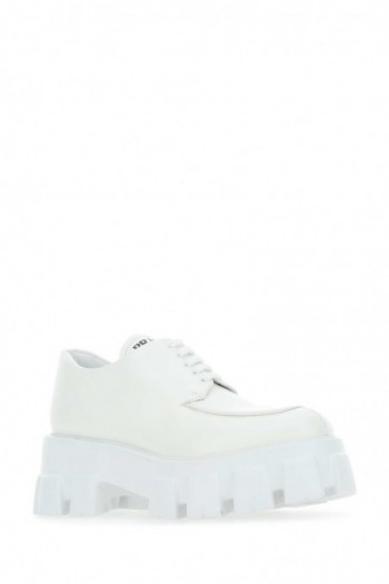 Prada White leather Monolith lace-up shoes