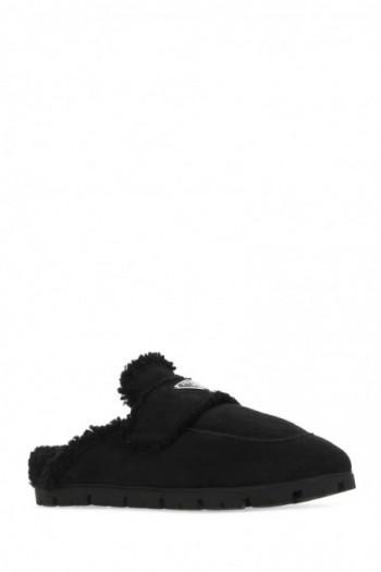 Prada Black shearling slippers