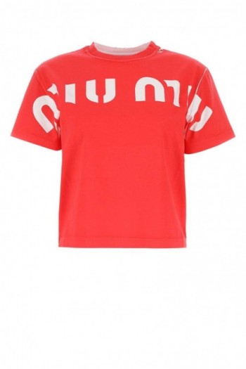 Miu Miu Czerwona koszulka z logo