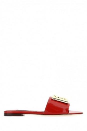 Dolce & Gabbana Czerwone klapki skóra nappa