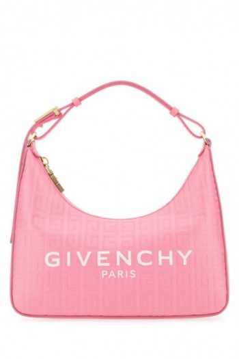 Givenchy Mała torebka na ramię Moon Cut Out z różowej tkaniny