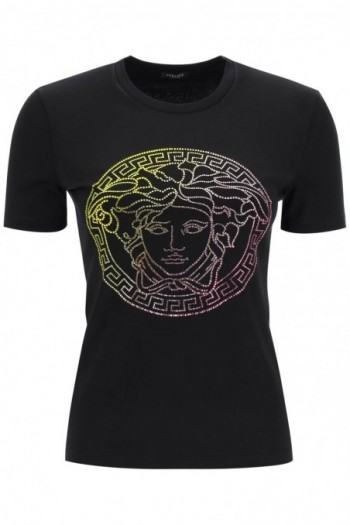 Versace T-shirt z Meduzą z kryształów