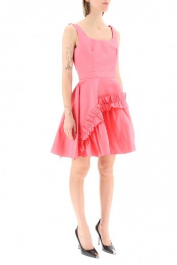 Alexander mcqueen Różowa sukienka z oversizową falbanką