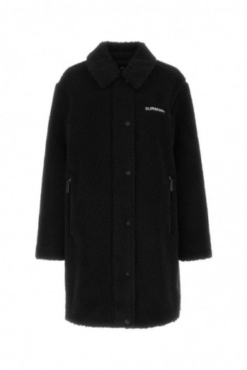 Burberry Czarny płaszcz z pluszowego materiału