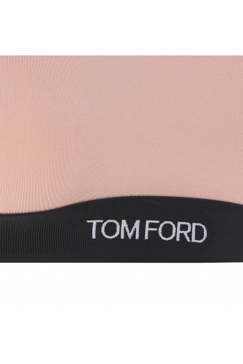 Tom Ford Beżowy top z logo paskiem