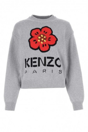 Kenzo Szary bawełniany sweter