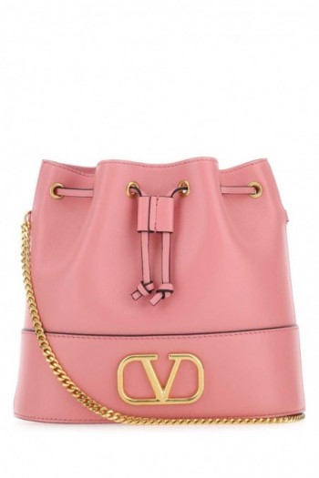 Valentino Różowa skórzana torba bucket bag