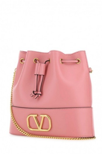 Valentino Różowa skórzana torba bucket bag