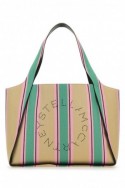 2Stella McCartney Torba shopper Stella Logo z haftowanej rafii 115045