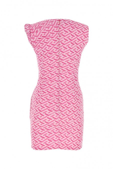 Versace Sukienka mini z elastycznej krepy z nadrukiem