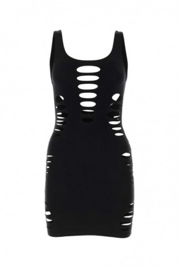 Versace Czarna elastyczna sukienka mini z wycięciami
