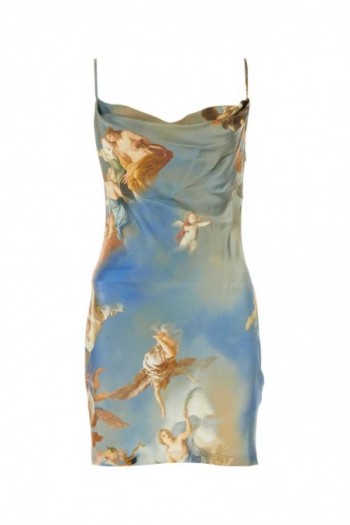 Balmain Satynowa sukienka mini z nadrukiem