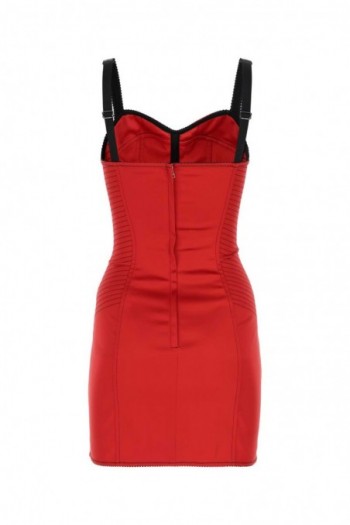Dolce & Gabbana Satynowa sukienka mini w kolorze czerwonym