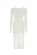 2Dolce & Gabbana Biała tiulowa sukienka ze stretchem