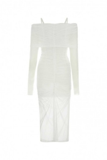 Dolce & Gabbana Biała tiulowa sukienka ze stretchem
