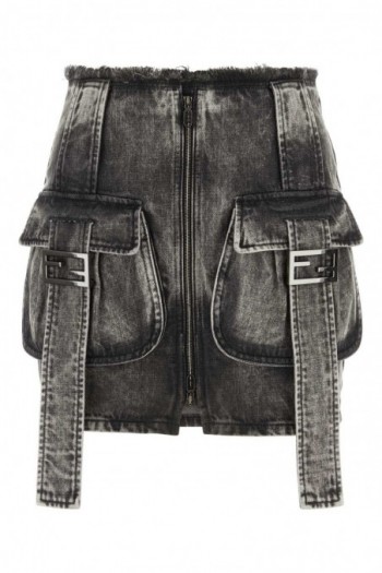 Fendi Czarna jeansowa spódniczka mini