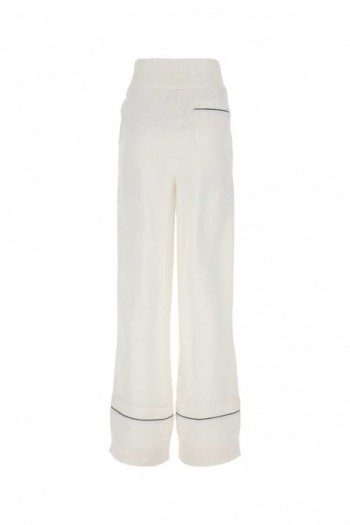 Off White Białe satynowe spodnie od piżamy