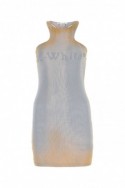 2Off White Dwukolorowa mini sukienka z elastycznej bawełny