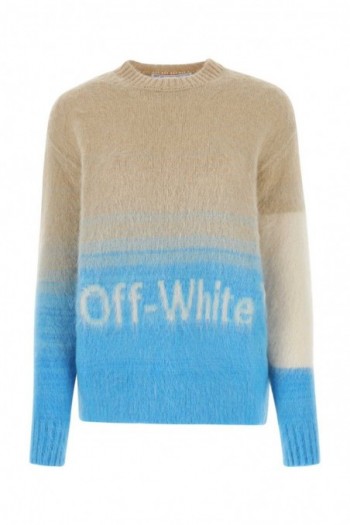 Off White Wielokolorowy sweter z domieszką moheru