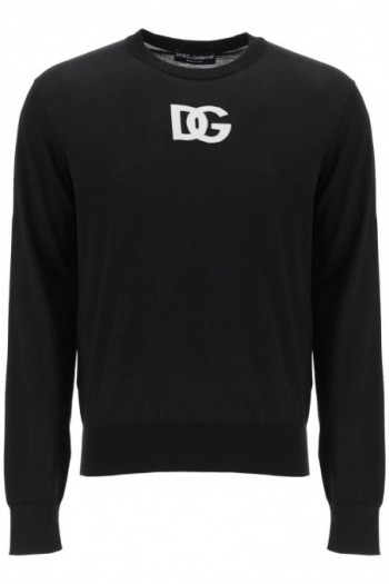 Dolce & gabbana Sweter z mieszanki wełny z logo D&G