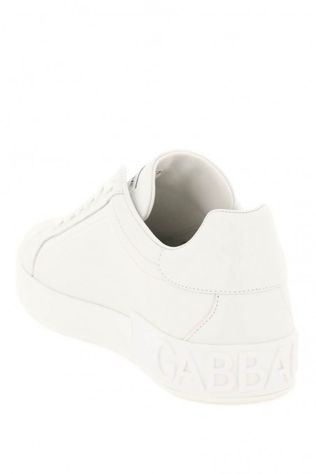 Dolce & gabbana Białe skórzane sneakersy Portofino