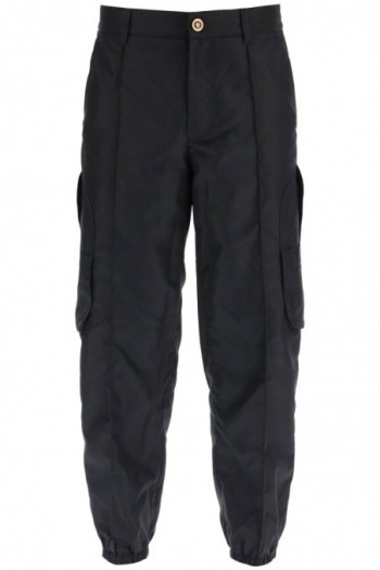 Versace Czarne nylonowe spodnie cargo