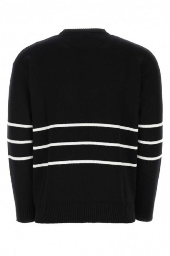Valentino Czarny wełniany sweter z haftowanym logo