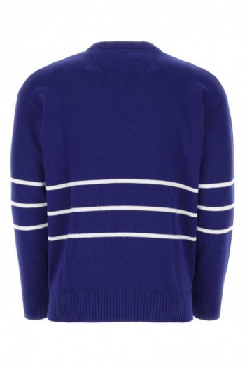 Valentino Niebieski wełniany sweter z haftowanym logo