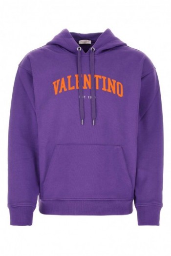 Valentino Purpurowa bawełniana bluza z logo
